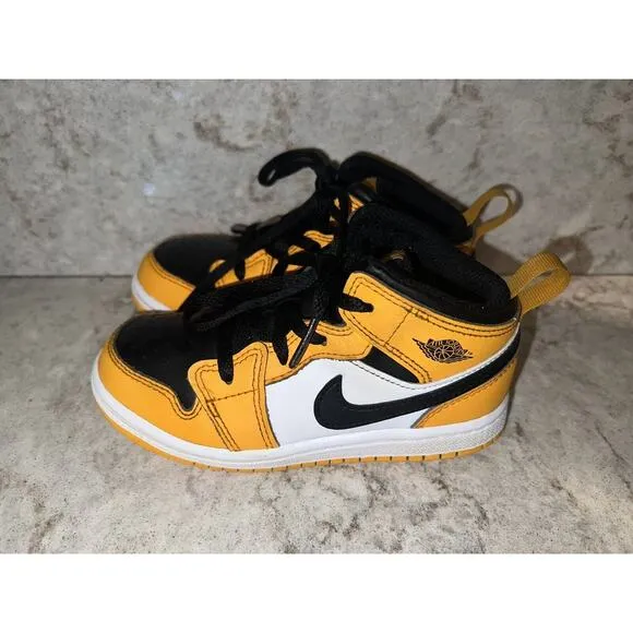 Nike Air Jordan 1 Shoes Toddler 10C Mid Taxi/Black-White