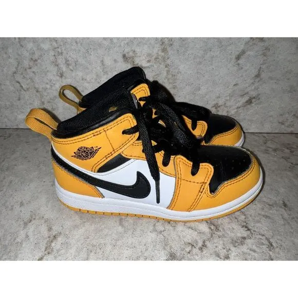 Nike Air Jordan 1 Shoes Toddler 10C Mid Taxi/Black-White