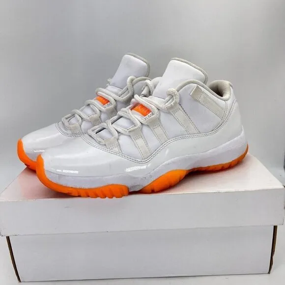 Nike Air Jordan 11 Retro Low White Bright Citrus Women Shoes AH7860-139 Size 6.5