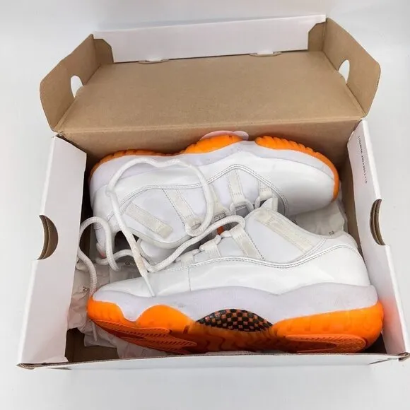 Nike Air Jordan 11 Retro Low White Bright Citrus Women Shoes AH7860-139 Size 6.5