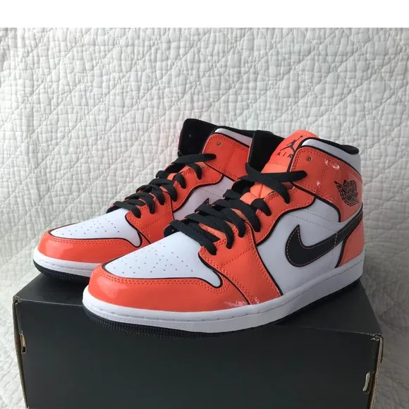 Nike Air Jordan High-Top Sneakers in Orange and White Tuft Toe