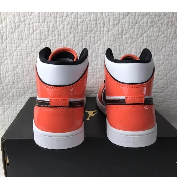 Nike Air Jordan High-Top Sneakers in Orange and White Tuft Toe