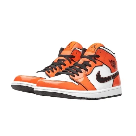 Nike Air Jordan High-Top Sneakers in Orange and White Tuft Toe