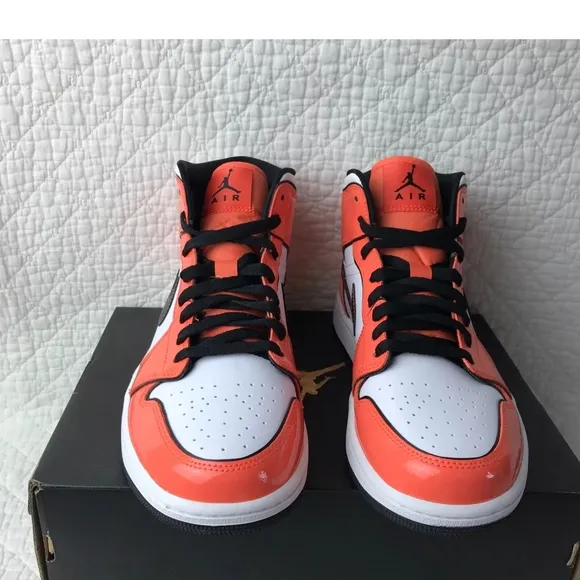 Nike Air Jordan High-Top Sneakers in Orange and White Tuft Toe