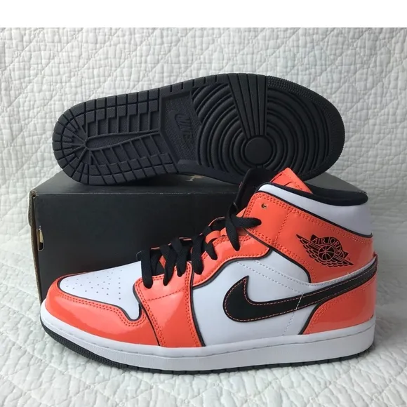 Nike Air Jordan High-Top Sneakers in Orange and White Tuft Toe