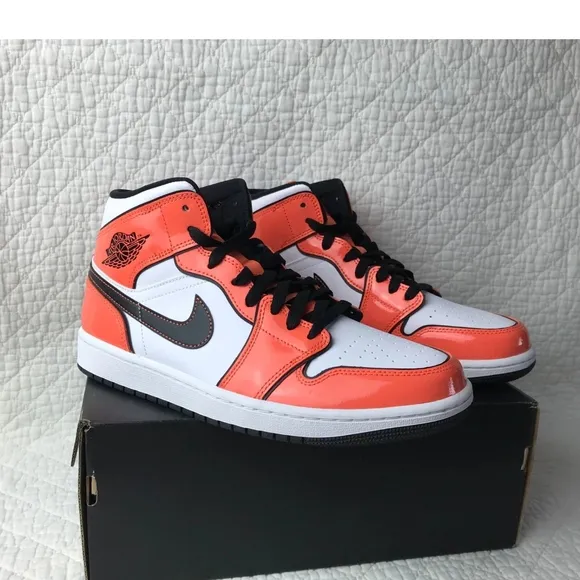Nike Air Jordan High-Top Sneakers in Orange and White Tuft Toe