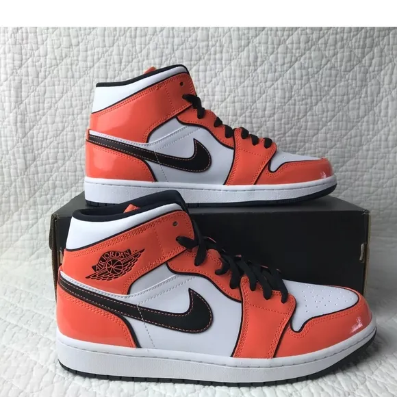 Nike Air Jordan High-Top Sneakers in Orange and White Tuft Toe