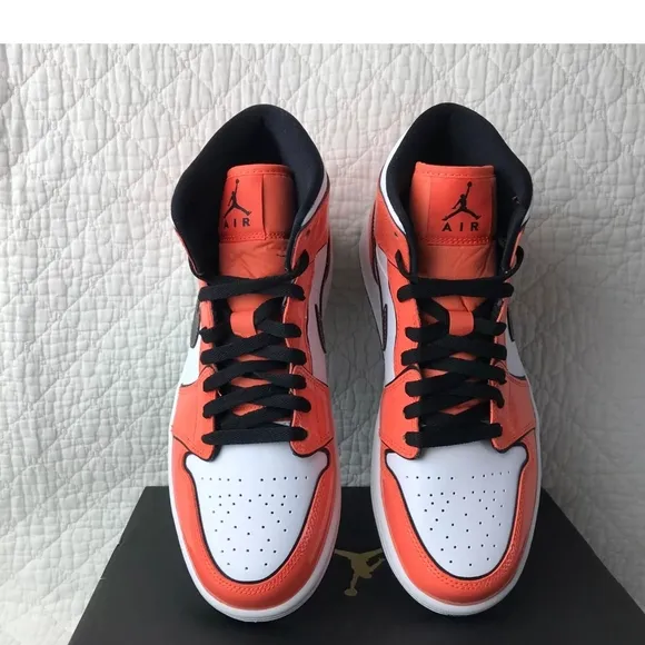 Nike Air Jordan High-Top Sneakers in Orange and White Tuft Toe