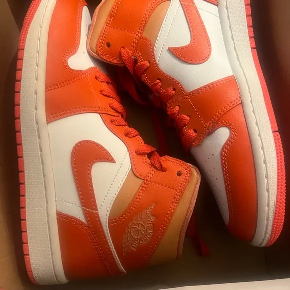 Nike Air Jordan High-Top Sneakers in Orange and White