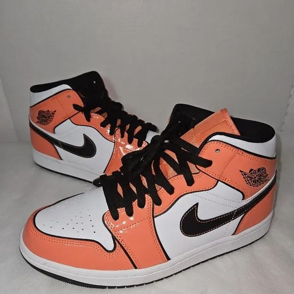 Nike Air Jordan High-Top Sneakers, Men's 10- Womens 11 1/2 - 12, Orange/White