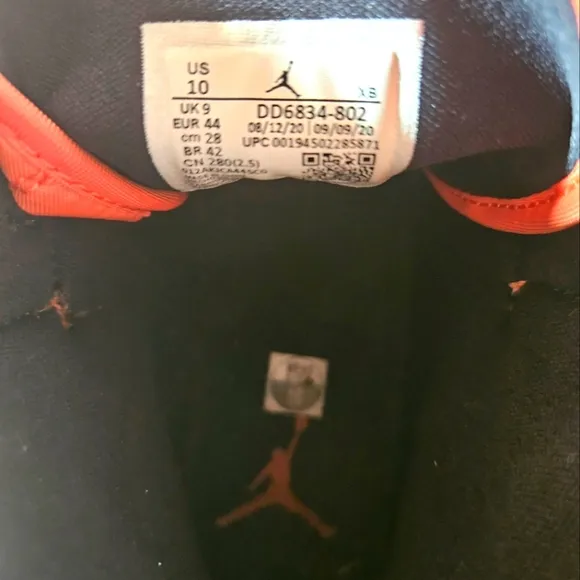 Nike Air Jordan High-Top Sneakers, Men's 10- Womens 11 1/2 - 12, Orange/White