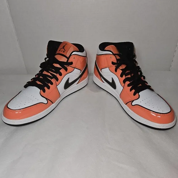 Nike Air Jordan High-Top Sneakers, Men's 10- Womens 11 1/2 - 12, Orange/White
