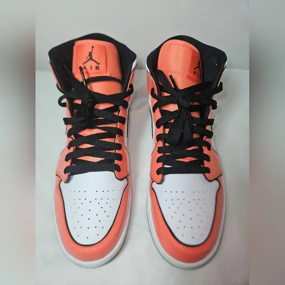 Nike Air Jordan High-Top Sneakers, Men's 10- Womens 11 1/2 - 12, Orange/White