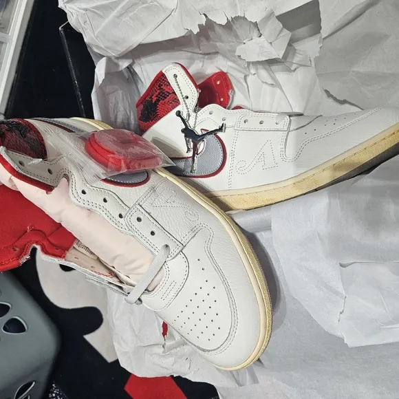 Nike Air Jordan Pe Hard Red Nyc White and Red High-Top Sneakers