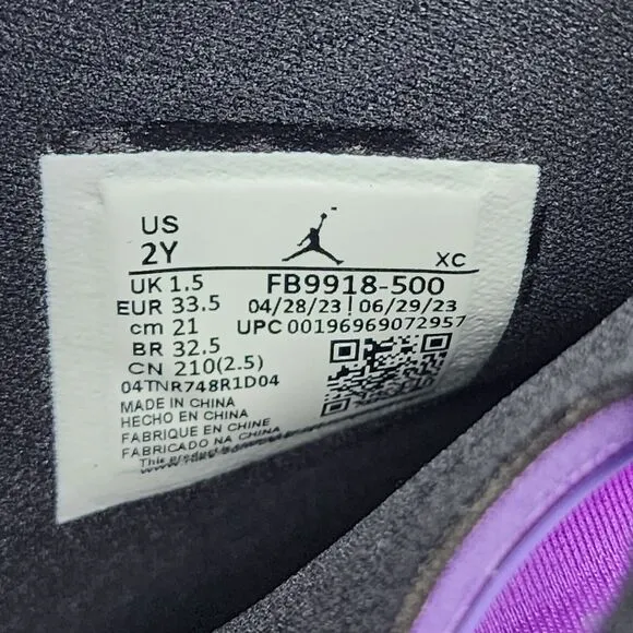 Nike Air Jordan Shoes Kids 2Y Purple Drip 23 Rain Snow Boots Logo Mid Sneakers