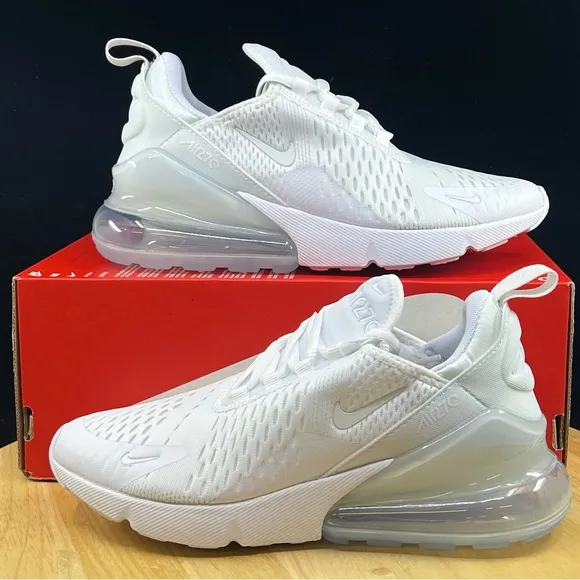 Nike Air Max 270 GS White Metallic Silver Shoes Sz 7Y NEW* 943345-103 (8.5 Wmns)