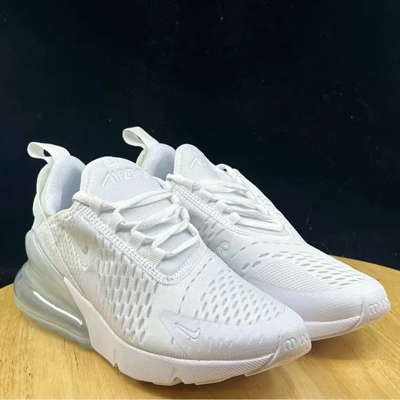 Nike Air Max 270 GS White Metallic Silver Shoes Sz 7Y NEW* 943345-103 (8.5 Wmns)