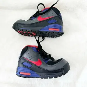 Nike Air Max 90 boys black and red hi top sneakers size 7