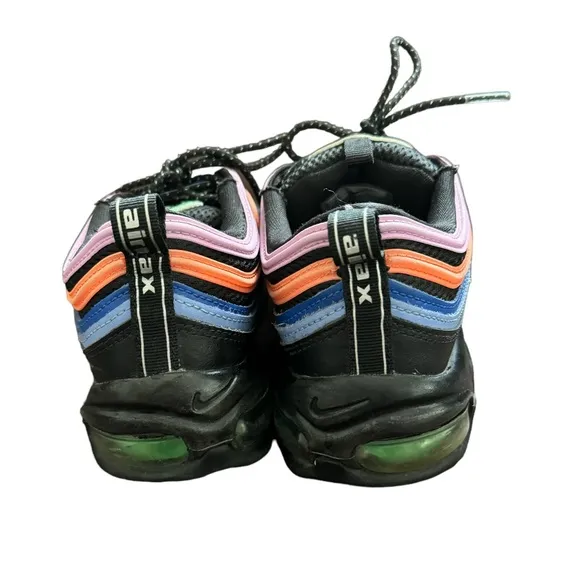Nike AIR MAX 97 'MULTI-COLOR' #CW6028 001 Black/Electro Green/Fuchsia Glow Shoes