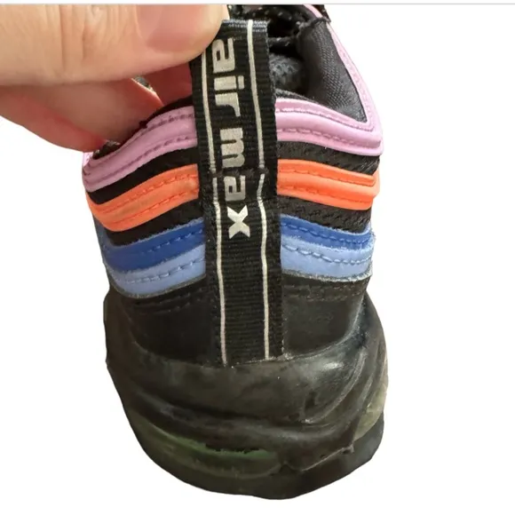Nike AIR MAX 97 'MULTI-COLOR' #CW6028 001 Black/Electro Green/Fuchsia Glow Shoes