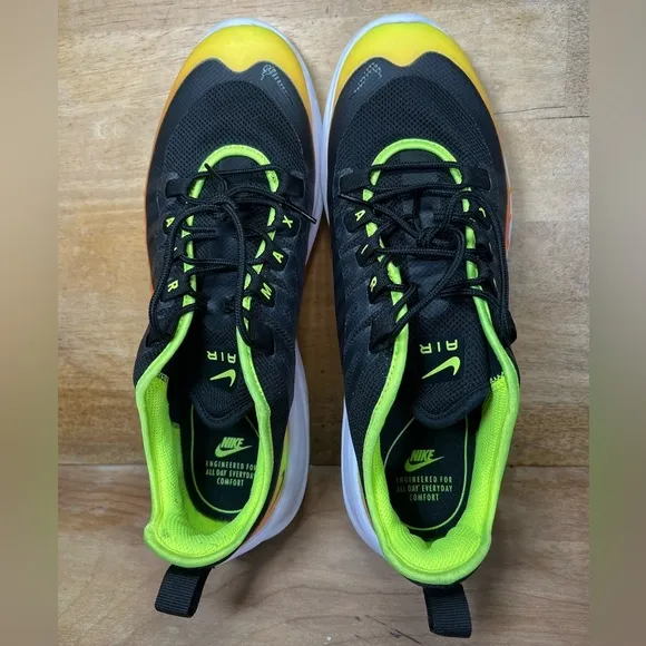 Nike Air Max Axis Premium Mens Size 10 Shoes Sneakers Black Volt/Total Orange