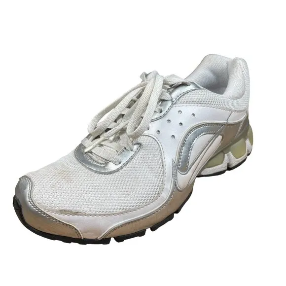 Nike Air Max Refresh 4 White &amp; Silver Nike Swoosh Women's Athletic Shoes Size 6