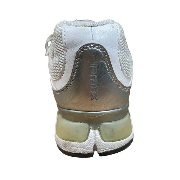 Nike Air Max Refresh 4 White &amp; Silver Nike Swoosh Women's Athletic Shoes Size 6