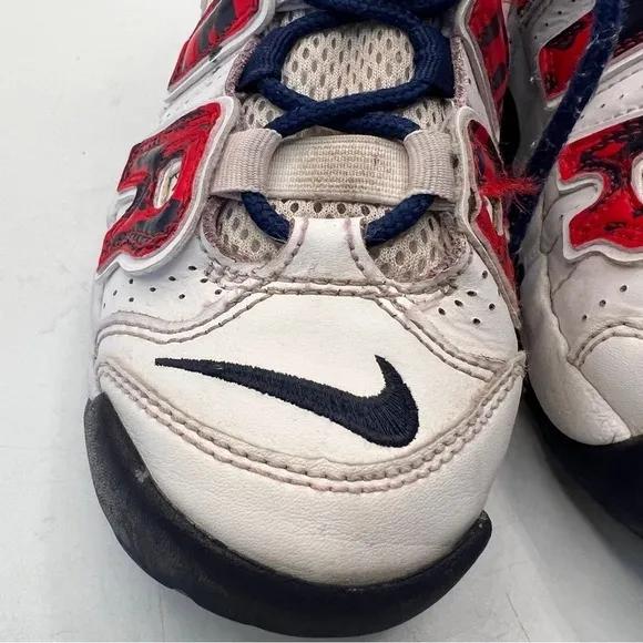 Nike Air More Uptempo 'White Blue Red Camo' Kid's Boys Red Basketball Shoes