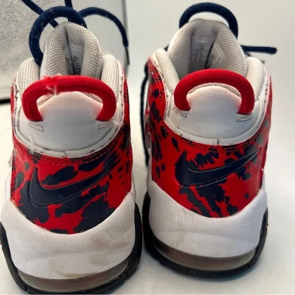 Nike Air More Uptempo 'White Blue Red Camo' Kid's Boys Red Basketball Shoes