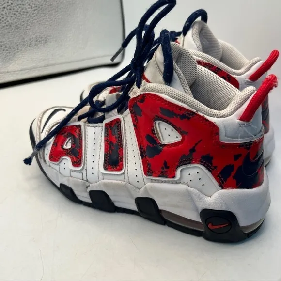 Nike Air More Uptempo 'White Blue Red Camo' Kid's Boys Red Basketball Shoes
