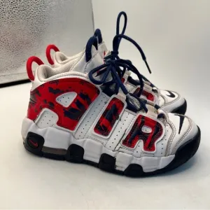 Nike Air More Uptempo 'White Blue Red Camo' Kid's Boys Red Basketball Shoes