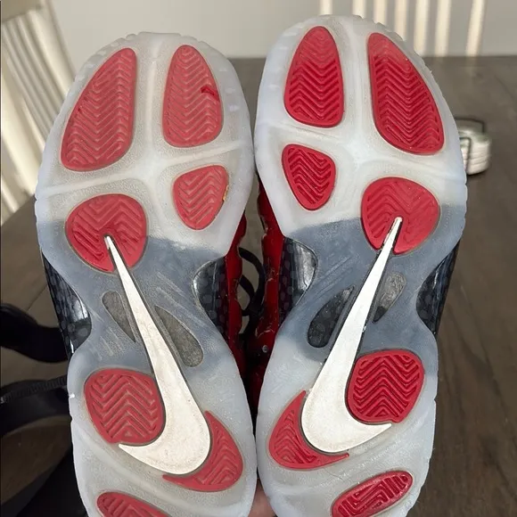Nike Black and Red High-Top Sneakers foamposite