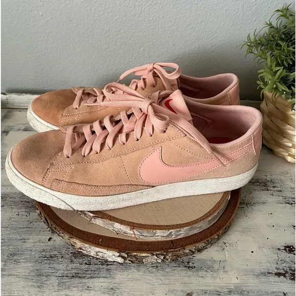 Nike Blazer Low Men Pink Suede Casual Retro Athletic Sneakers 371760-801 Sz 8.5