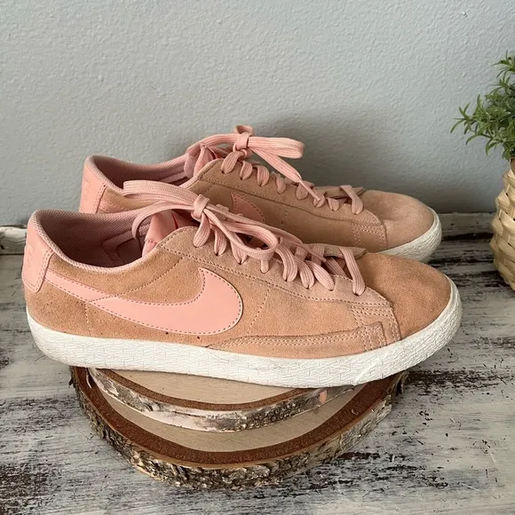 Nike Blazer Low Men Pink Suede Casual Retro Athletic Sneakers 371760-801 Sz 8.5