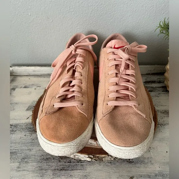 Nike Blazer Low Men Pink Suede Casual Retro Athletic Sneakers 371760-801 Sz 8.5