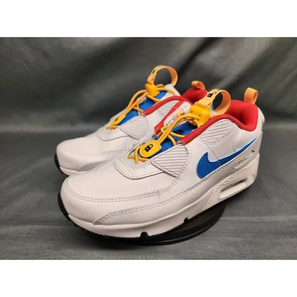Nike Boys Air Max 90 Toggle (PS) Sneakers Mesh White Blue Size 11 NEW NO BOX!