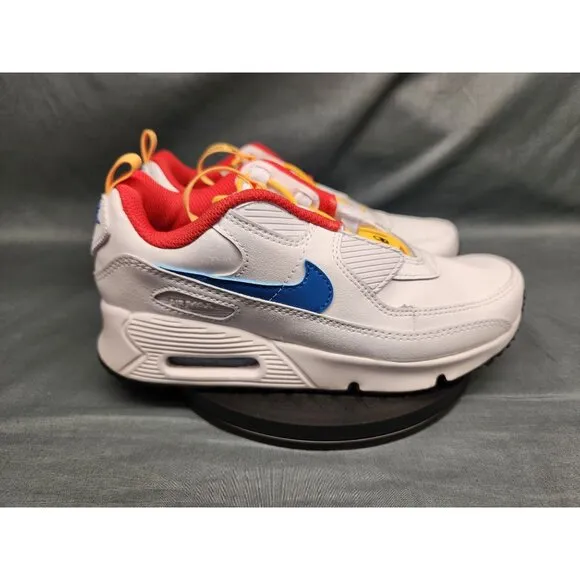 Nike Boys Air Max 90 Toggle (PS) Sneakers Mesh White Blue Size 11 NEW NO BOX!