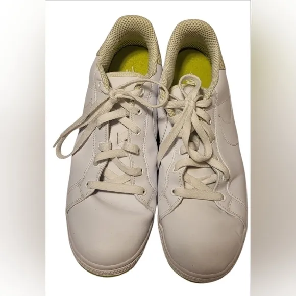 Nike Court Tennis Shoe White Highlighter Green Size 11