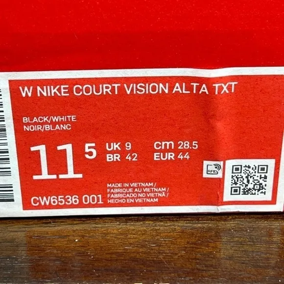 Nike Court Vision Alta TXT Womens Platform Shoes Wmns 11.5 / Mns 10 Black White
