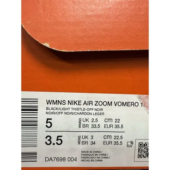 NIKE DA7698 004 AIR ZOOM AIR VOMERO 16 BLACK/THISTLE SHOES Women’s 5