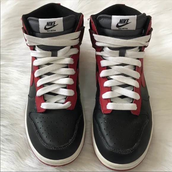 Nike Dunk Hi High Top Red &amp; Black Sneakers