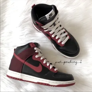 Nike Dunk Hi High Top Red &amp; Black Sneakers