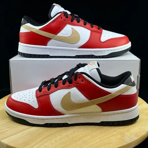 Nike Dunk Low By You Red/White/Biege Sneakers FN0569-900 Mens Size 10