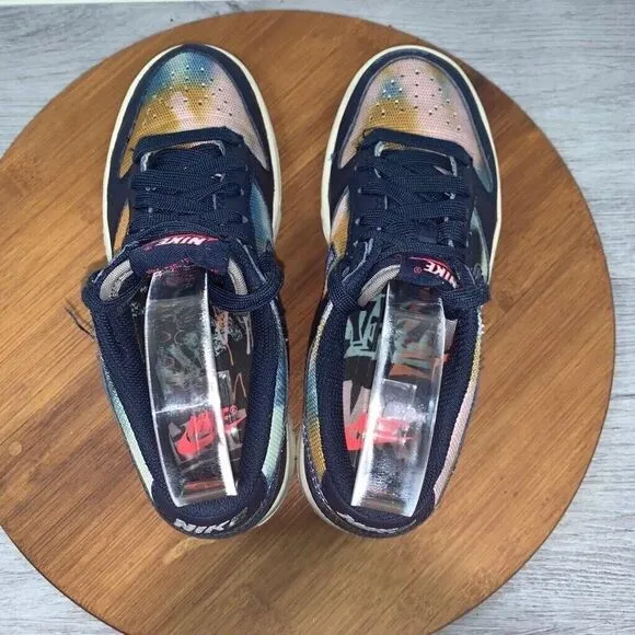 Nike Dunk Low (GS) Kids Size 3.5Y Graffiti Navy DM1051-400 Obsidian/Summit White