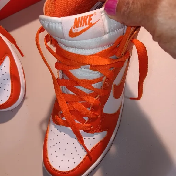 Nike High-Top Sneakers in Orange and White
