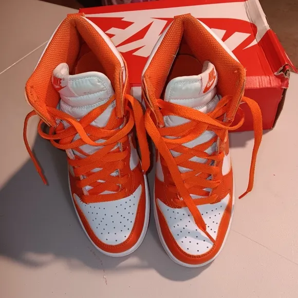 Nike High-Top Sneakers in Orange and White