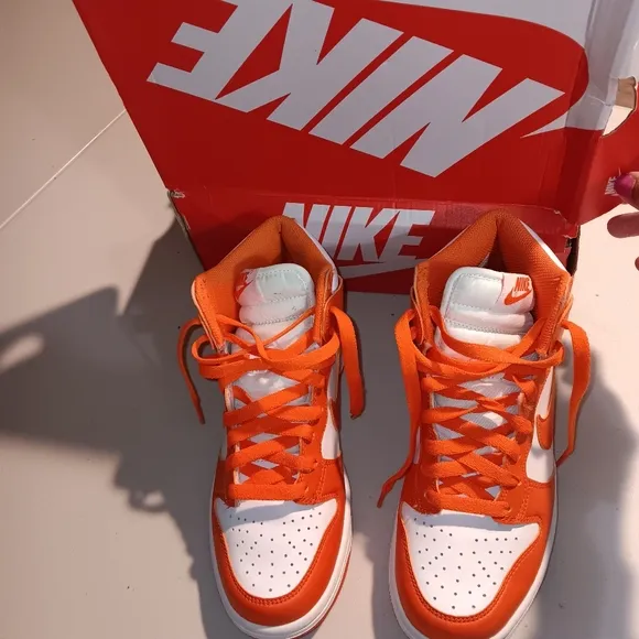 Nike High-Top Sneakers in Orange and White