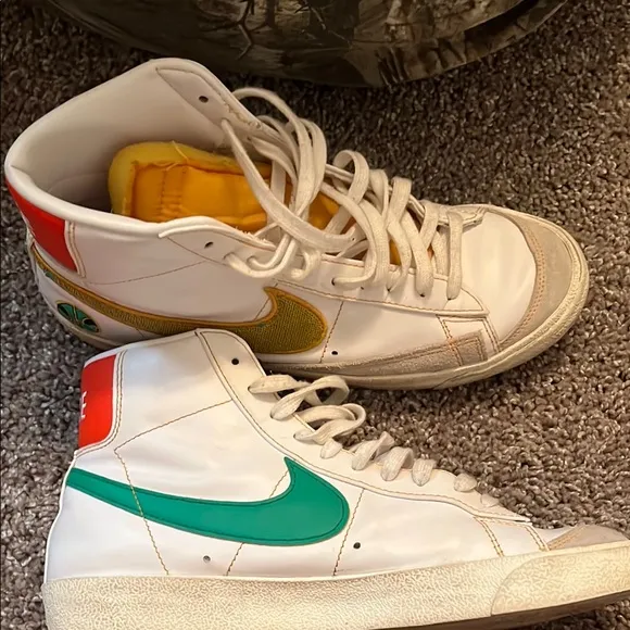 Nike High-Top Sneakers - White, Green, Red, Yellow