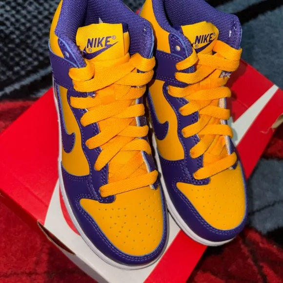Nike Kids Dunks Purple and Yellow
