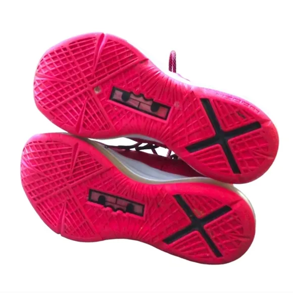 Nike Lebron 10 GS Fireberry Pink Black High Top Sneakers Girls Size 6 Years